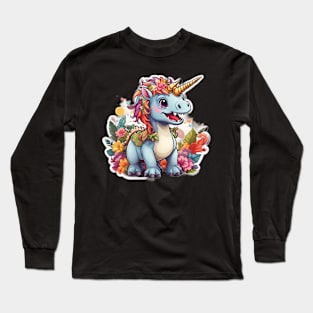 Unicorn Dinosaur, T-Rex Funny Unicorns Party Rainbow Squad Gifts for Kids Boys Girls Long Sleeve T-Shirt